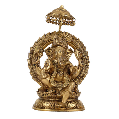 Brass Lord Ganesha Statue Seated on a Throne - 18 inch