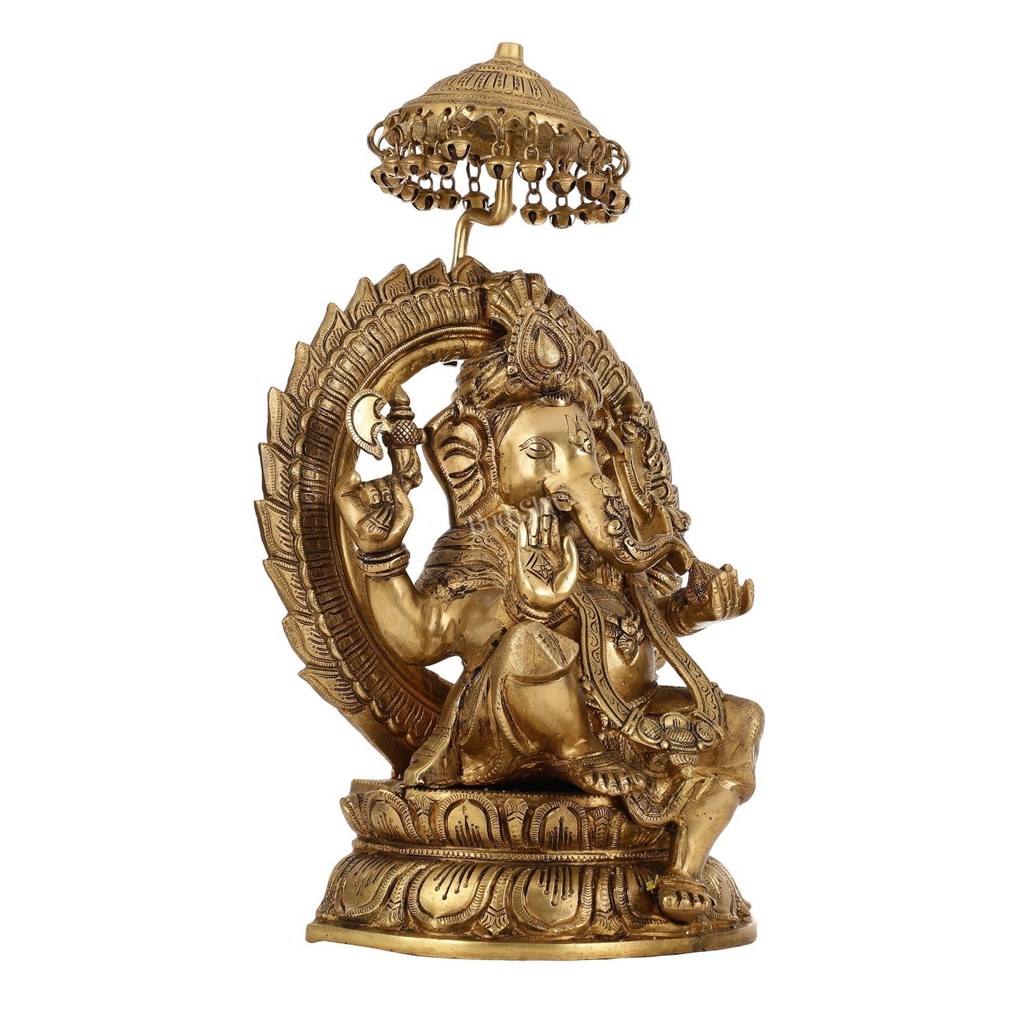 Brass Lord Ganesha Statue Seated on a Throne - 18 inch