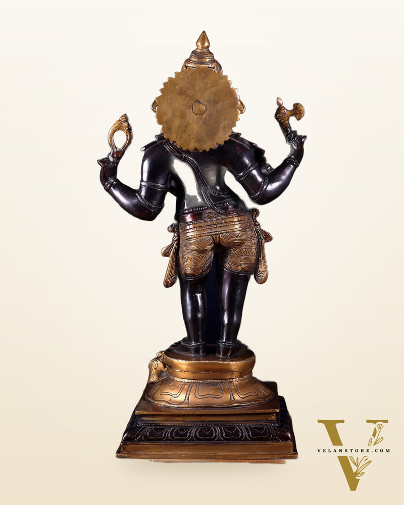 Brass Lord Ganesha Statue standing - 20 Inch black edition