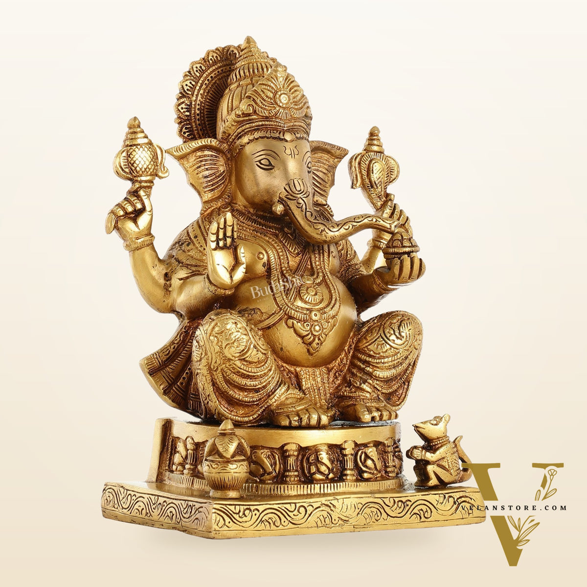 Brass Lord Ganesha Statue with Ashtavinayaka - 10 Inch