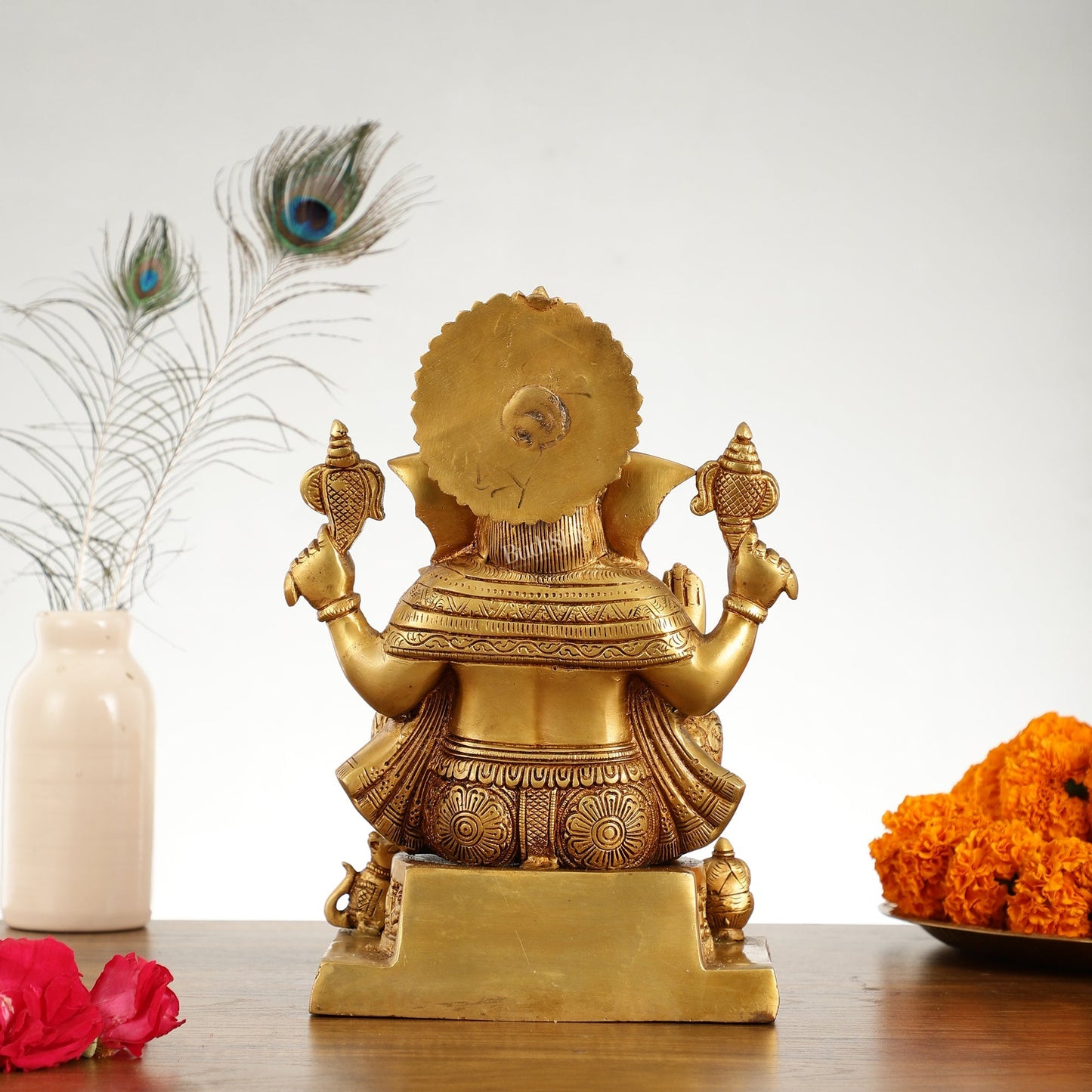 Brass Lord Ganesha Statue with Ashtavinayaka - 10 Inch