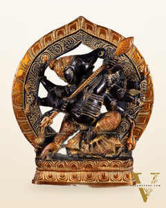 Brass Lord Ganesha Statue with eight Arms 9 inch