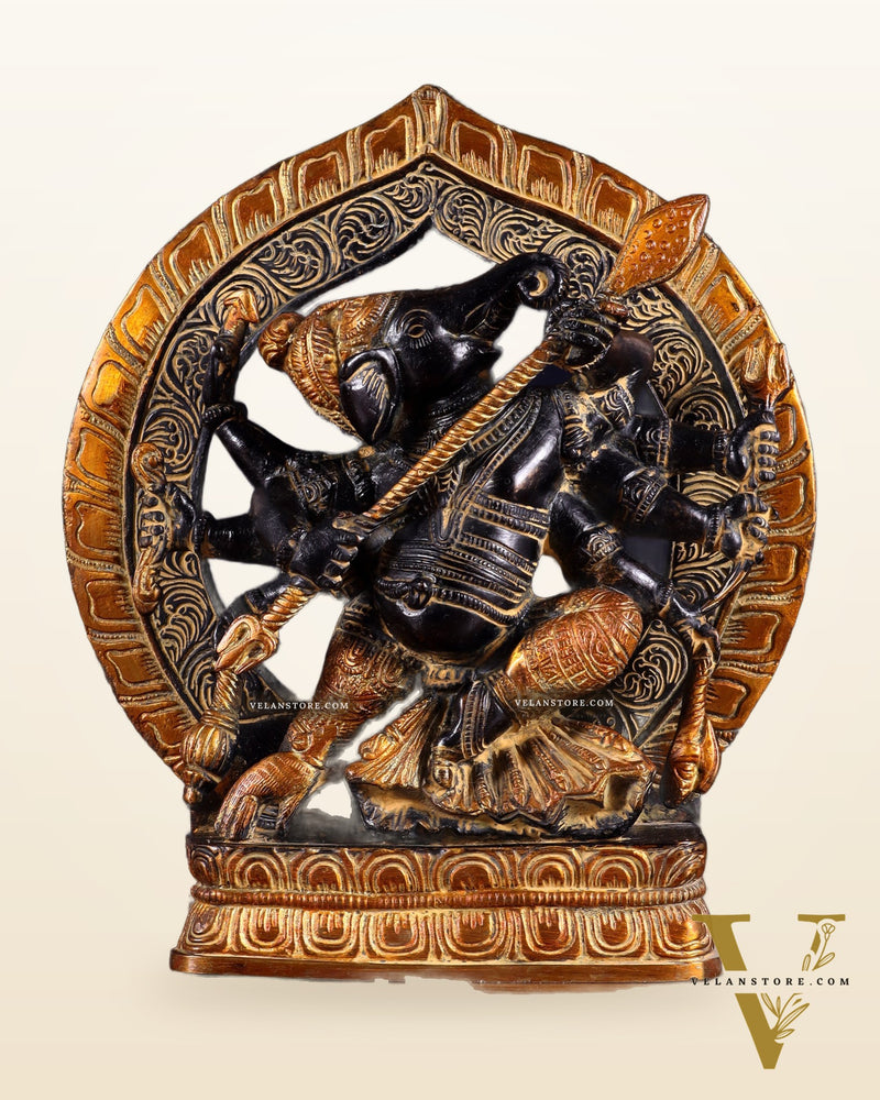 Brass Lord Ganesha Statue with eight Arms 9 inch