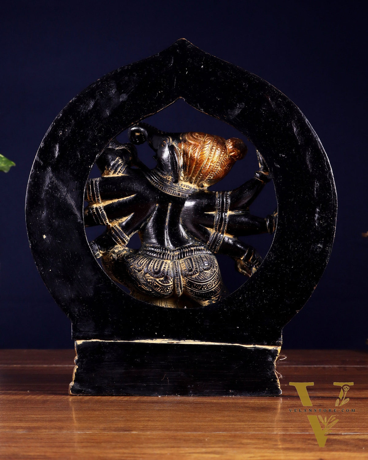 Brass Lord Ganesha Statue with eight Arms 9 inch