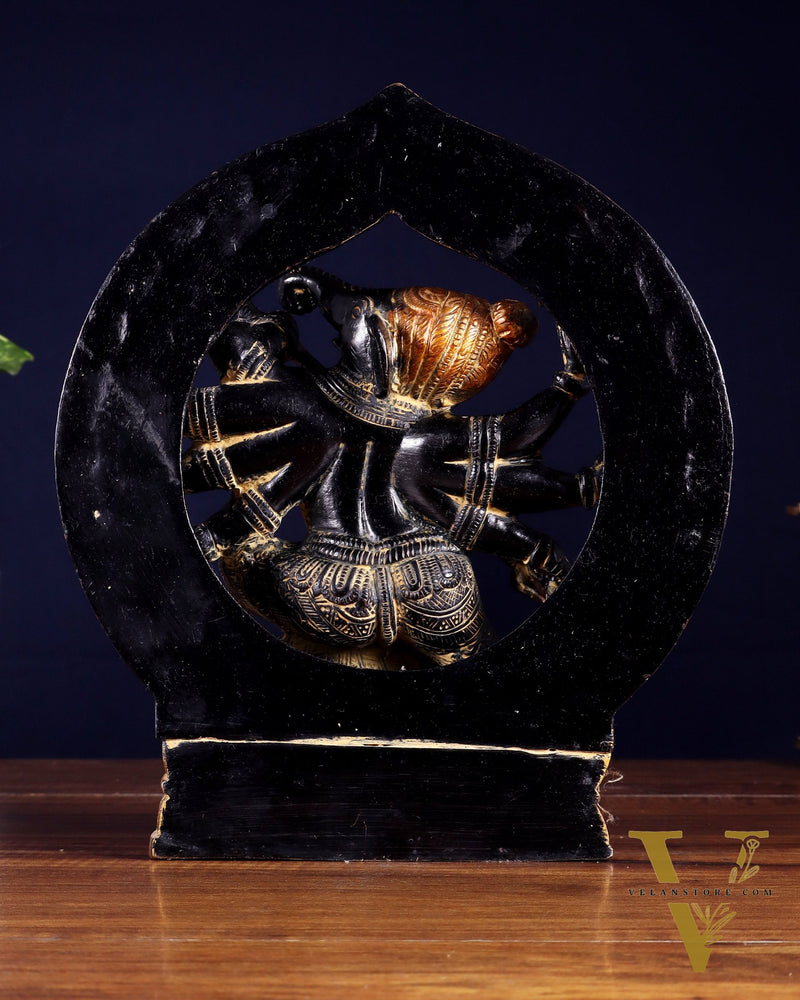 Brass Lord Ganesha Statue with eight Arms 9 inch