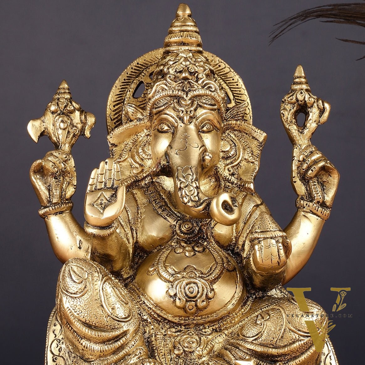 Brass Lord Ganesha Statue with Oval Base 10"