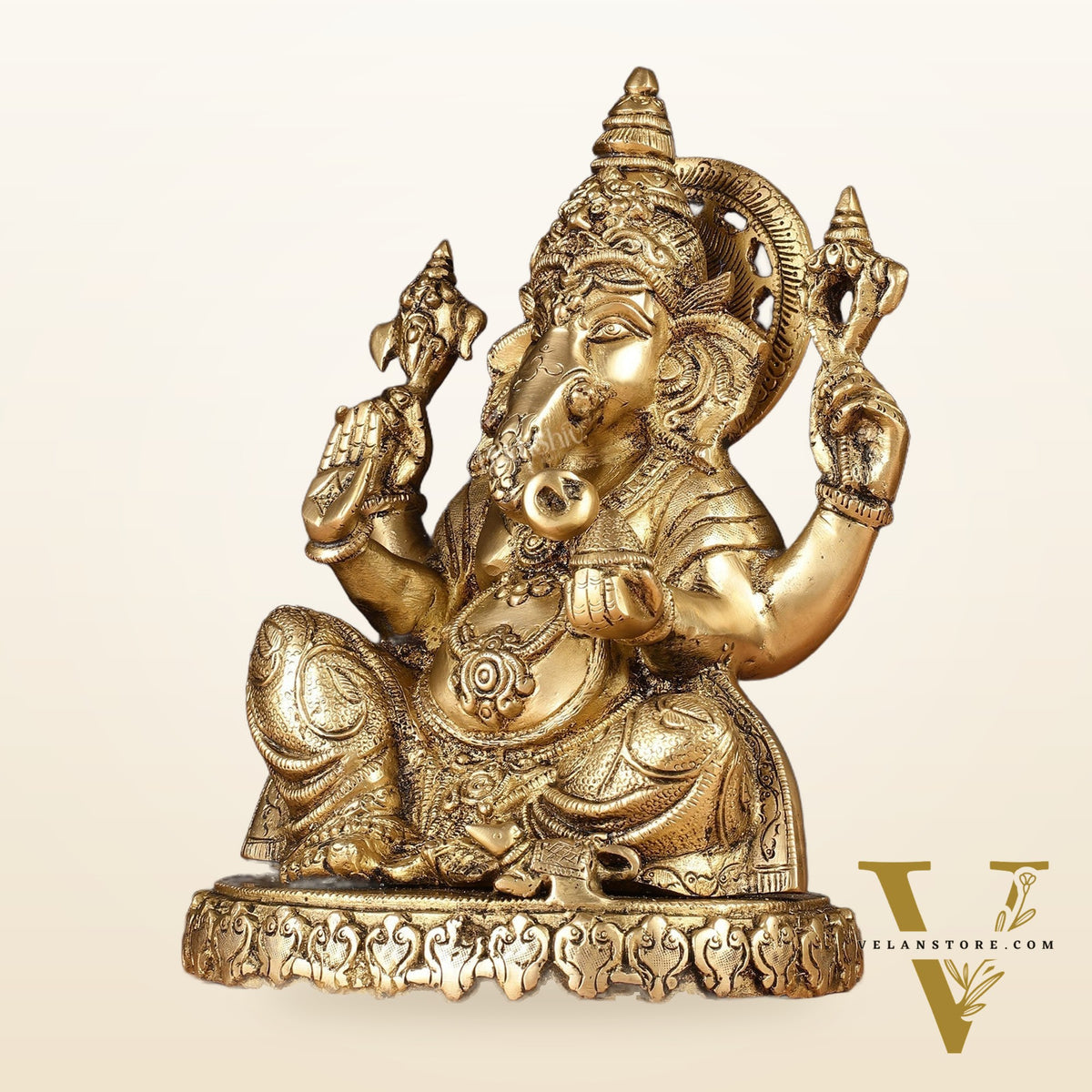 Brass Lord Ganesha Statue with Oval Base 10"