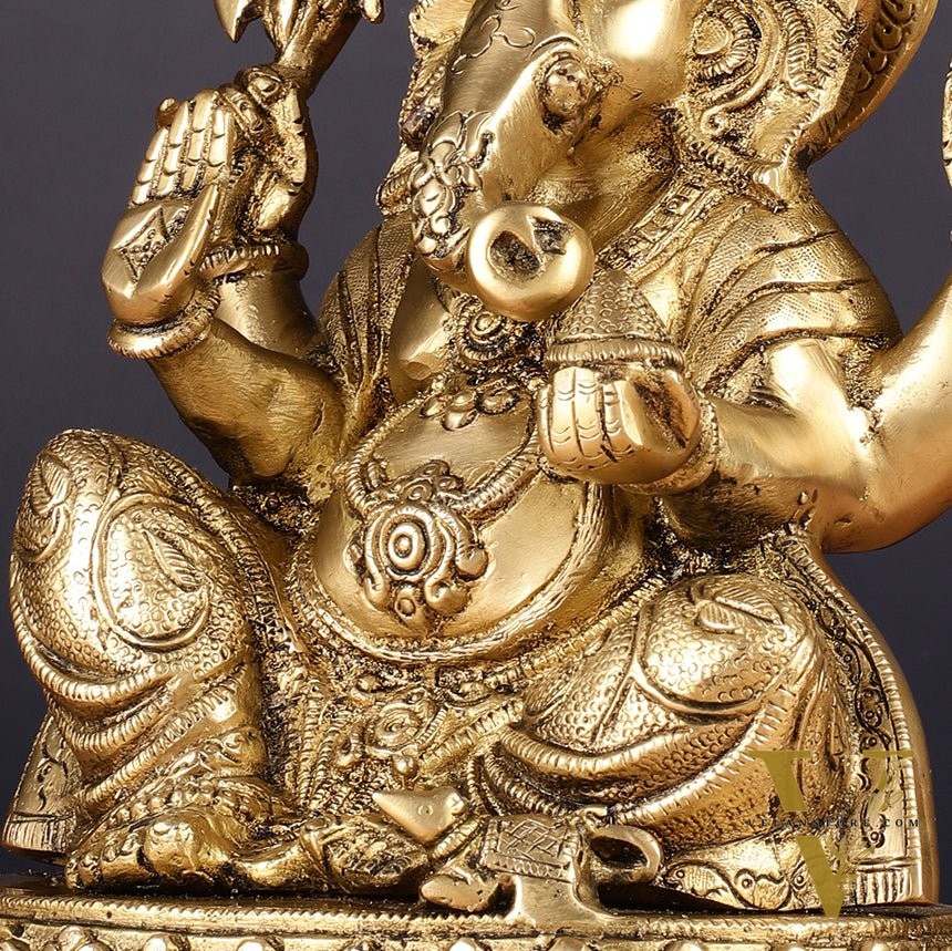Brass Lord Ganesha Statue with Oval Base 10"