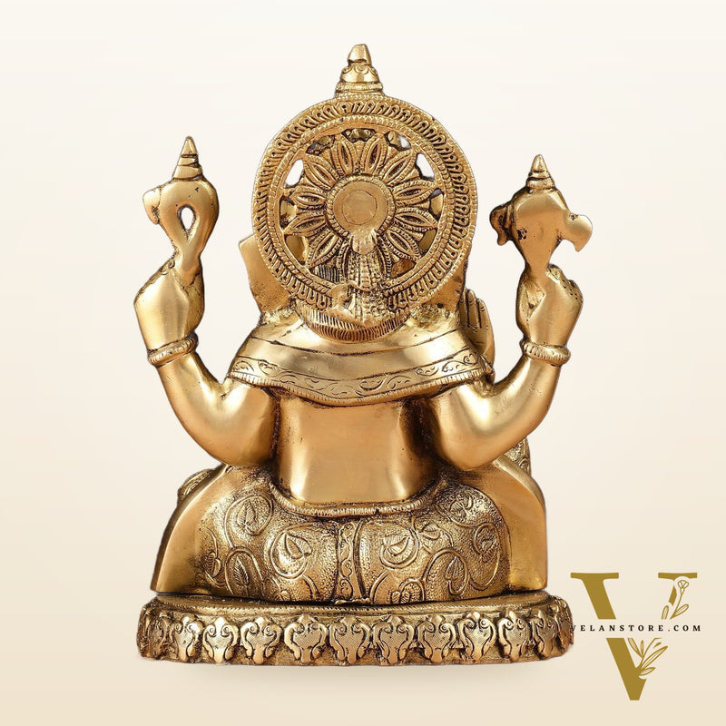 Brass Lord Ganesha Statue with Oval Base 10"
