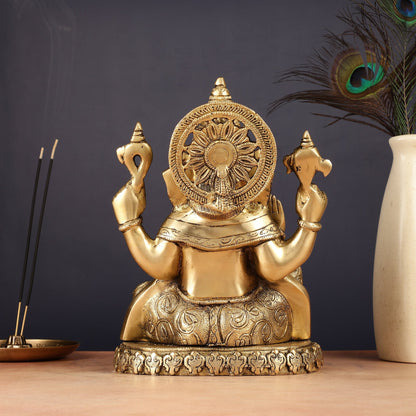 Brass Lord Ganesha Statue with Oval Base 10"