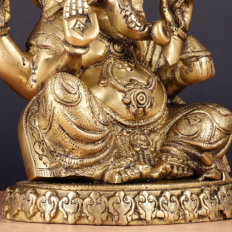 Brass Lord Ganesha Statue with Oval Base 10"