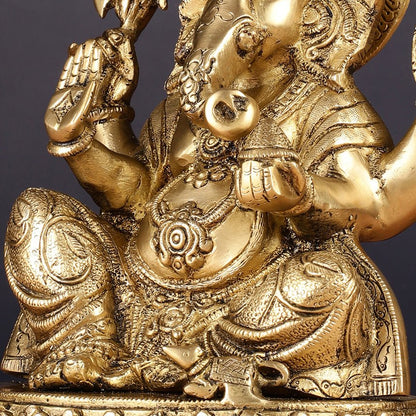 Brass Lord Ganesha Statue with Oval Base 10"