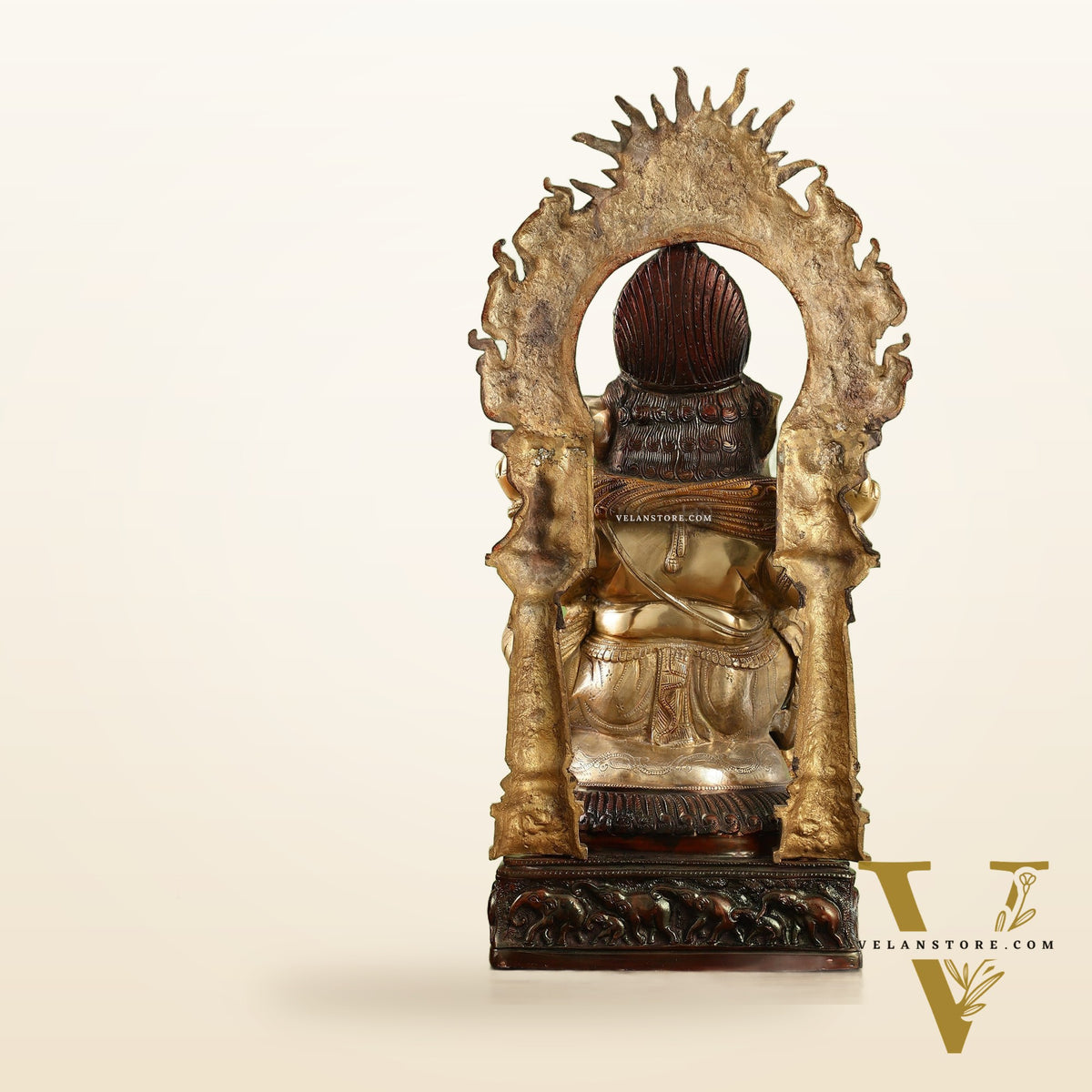 Brass Lord Ganesha Statue with Prabhavali 25 inch