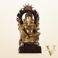 Brass Lord Ganesha Statue with Prabhavali 25 inch