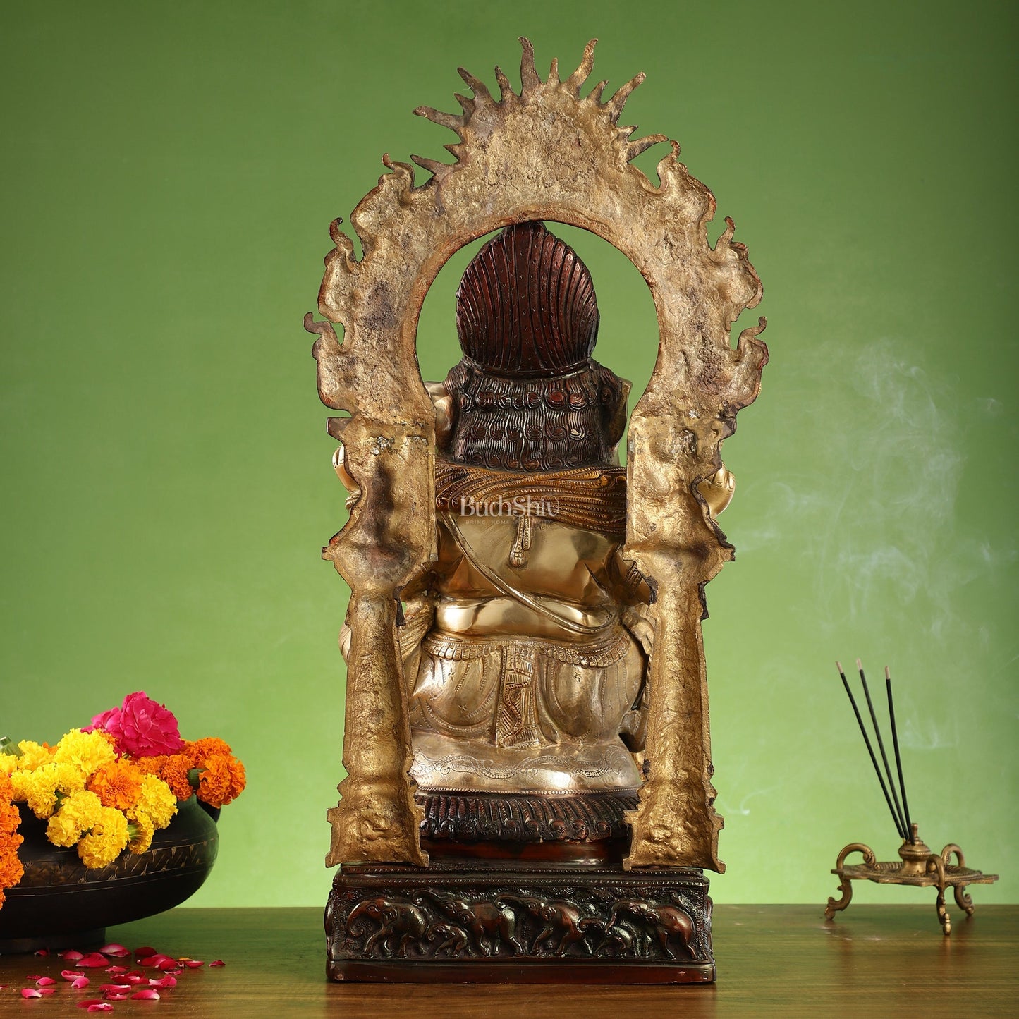 Brass Lord Ganesha Statue with Prabhavali 25 inch