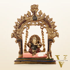 Brass Lord Ganesha Swing Idol - 10 inch