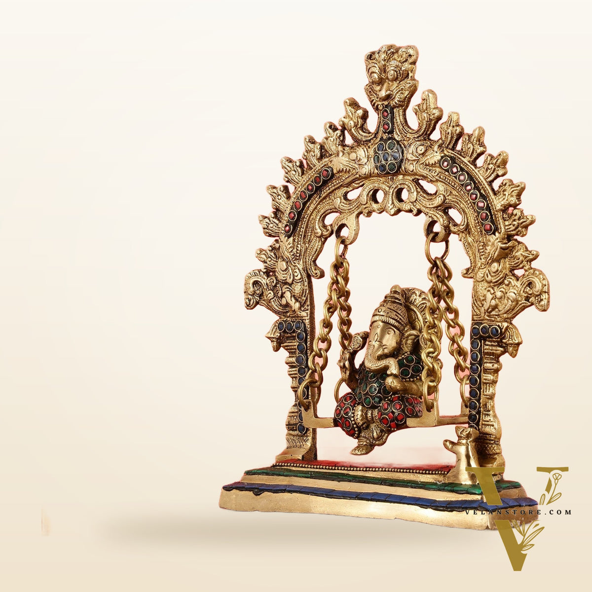 Brass Lord Ganesha Swing Idol - 10 inch