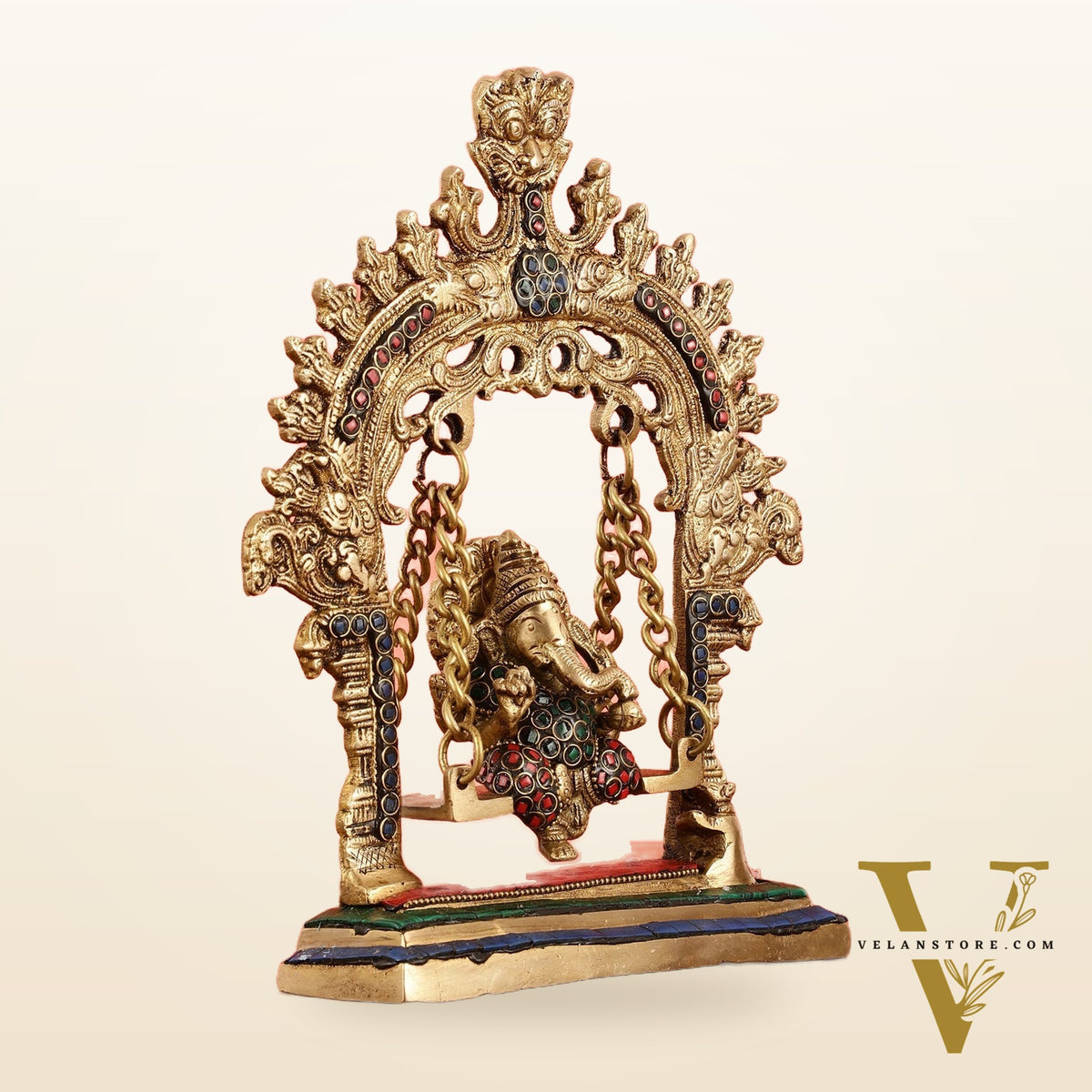 Brass Lord Ganesha Swing Idol - 10 inch