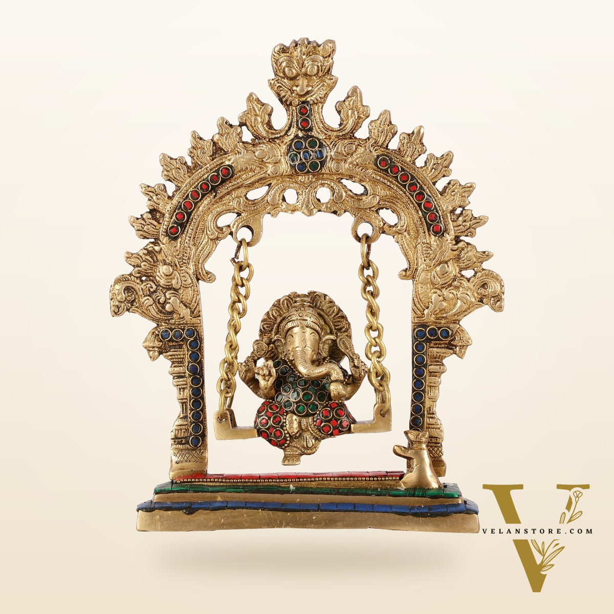 Brass Lord Ganesha Swing Idol - 10 inch
