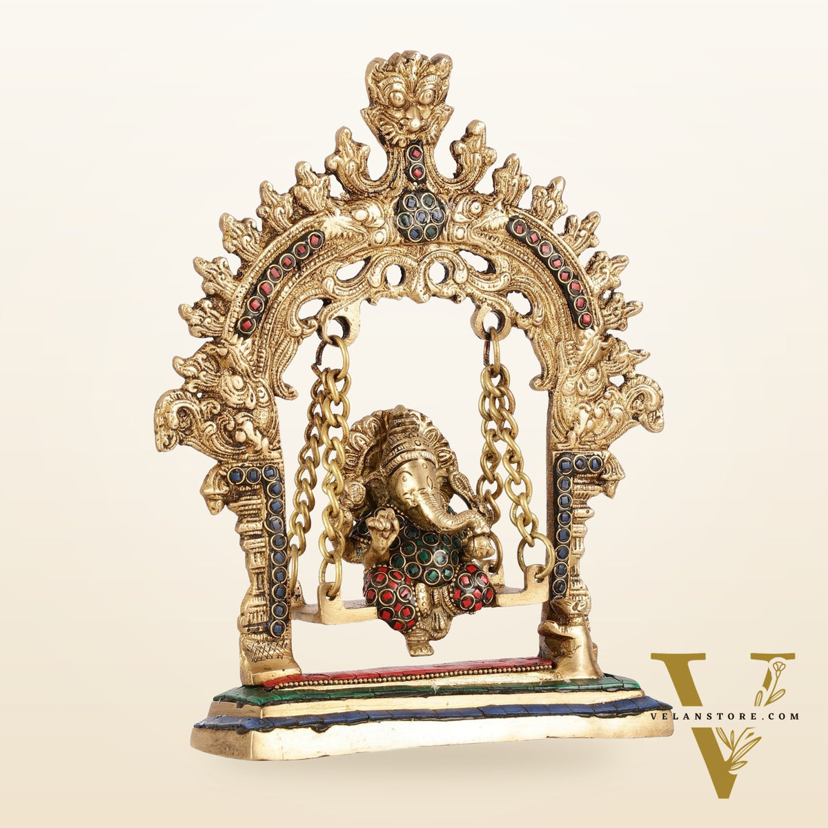 Brass Lord Ganesha Swing Idol - 10 inch