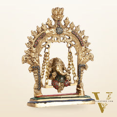 Brass Lord Ganesha Swing Idol - 10 inch