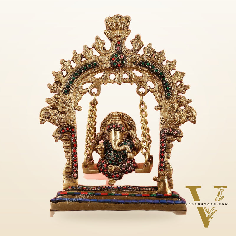Brass Lord Ganesha Swing Idol - 10 inch