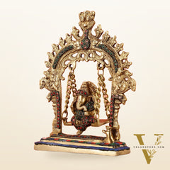 Brass Lord Ganesha Swing Idol - 10 inch