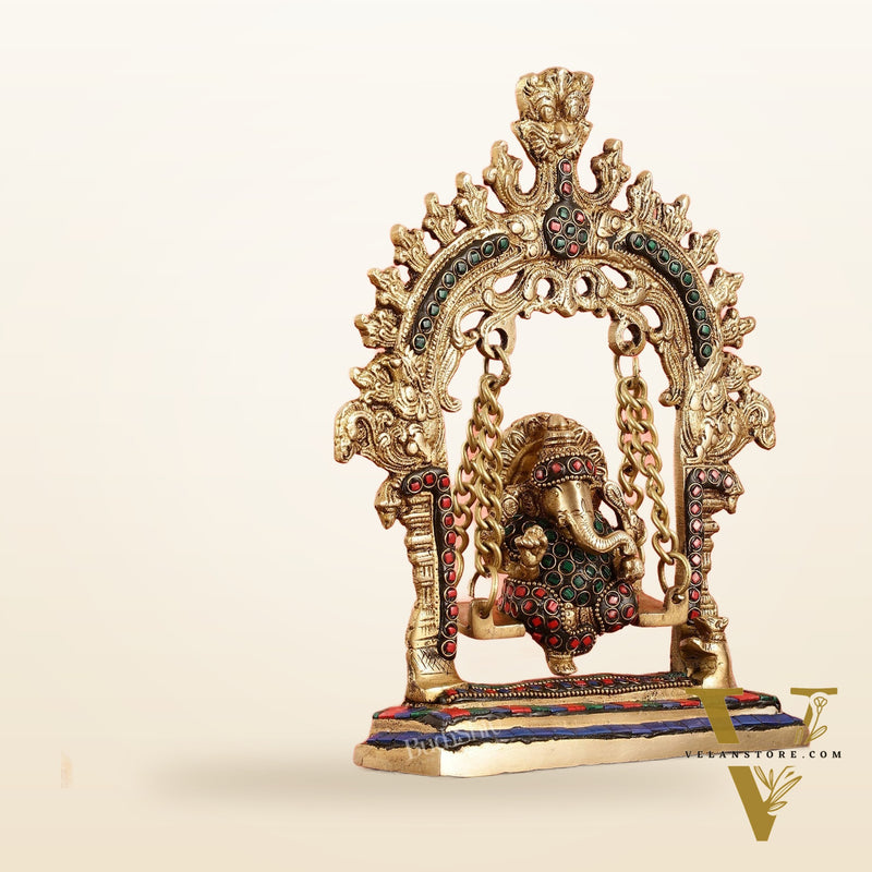 Brass Lord Ganesha Swing Idol - 10 inch