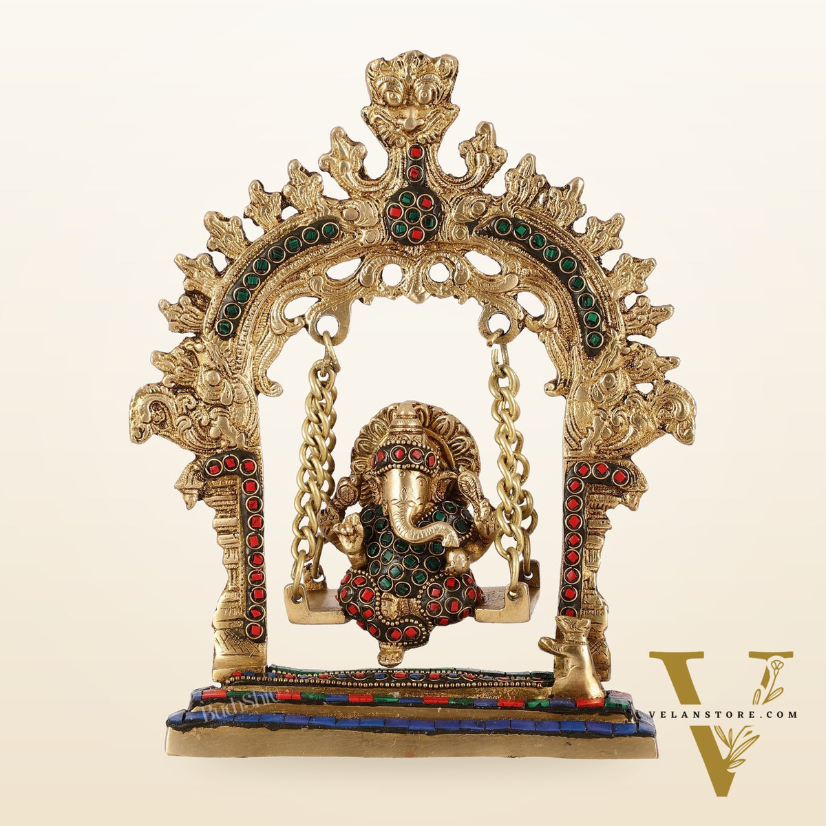 Brass Lord Ganesha Swing Idol - 10 inch