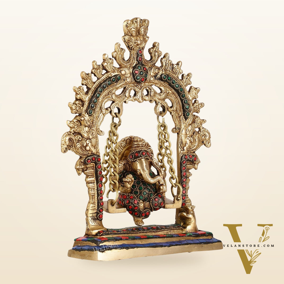 Brass Lord Ganesha Swing Idol - 10 inch
