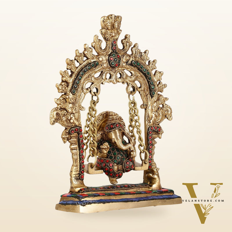 Brass Lord Ganesha Swing Idol - 10 inch