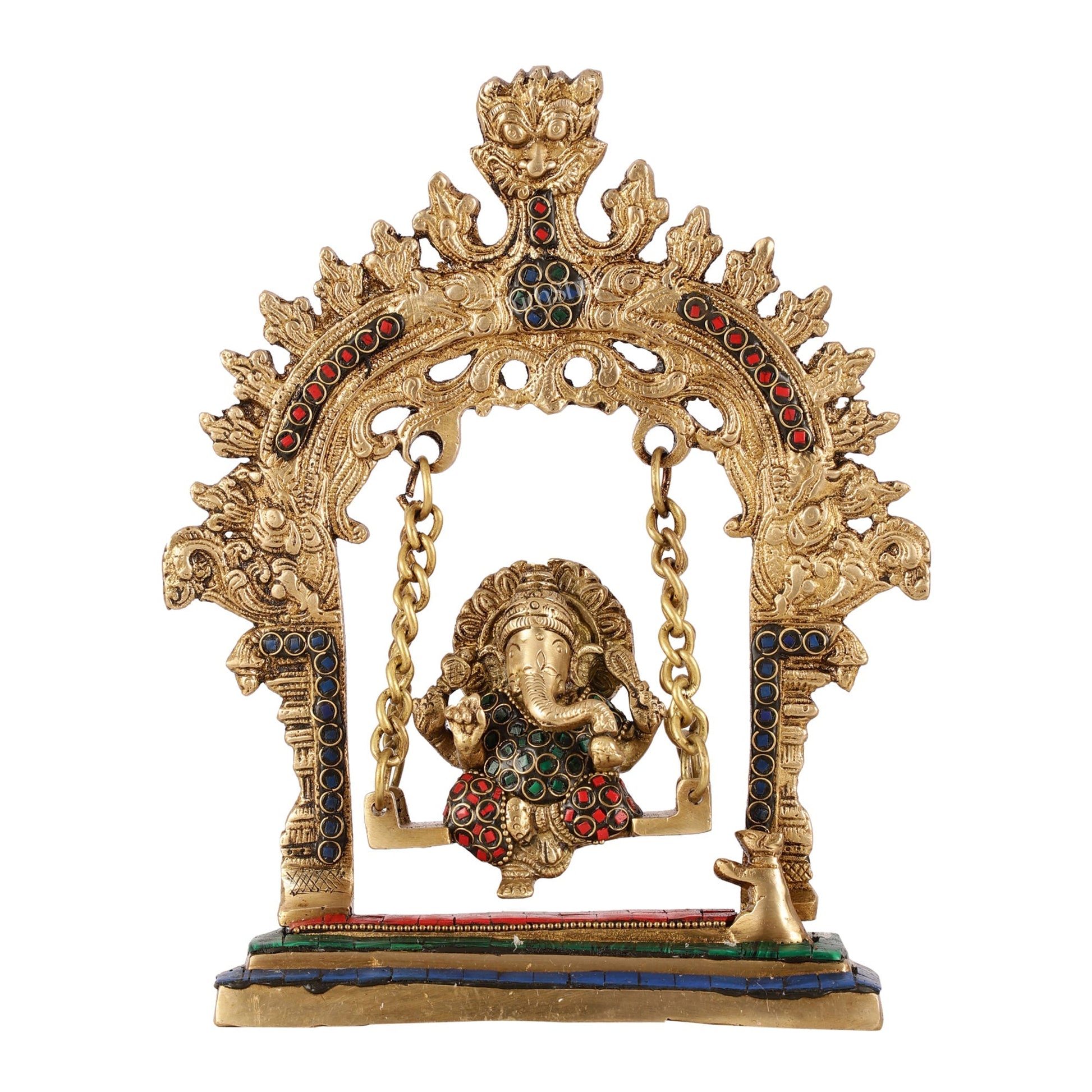 Brass Lord Ganesha Swing Idol - 10 inch