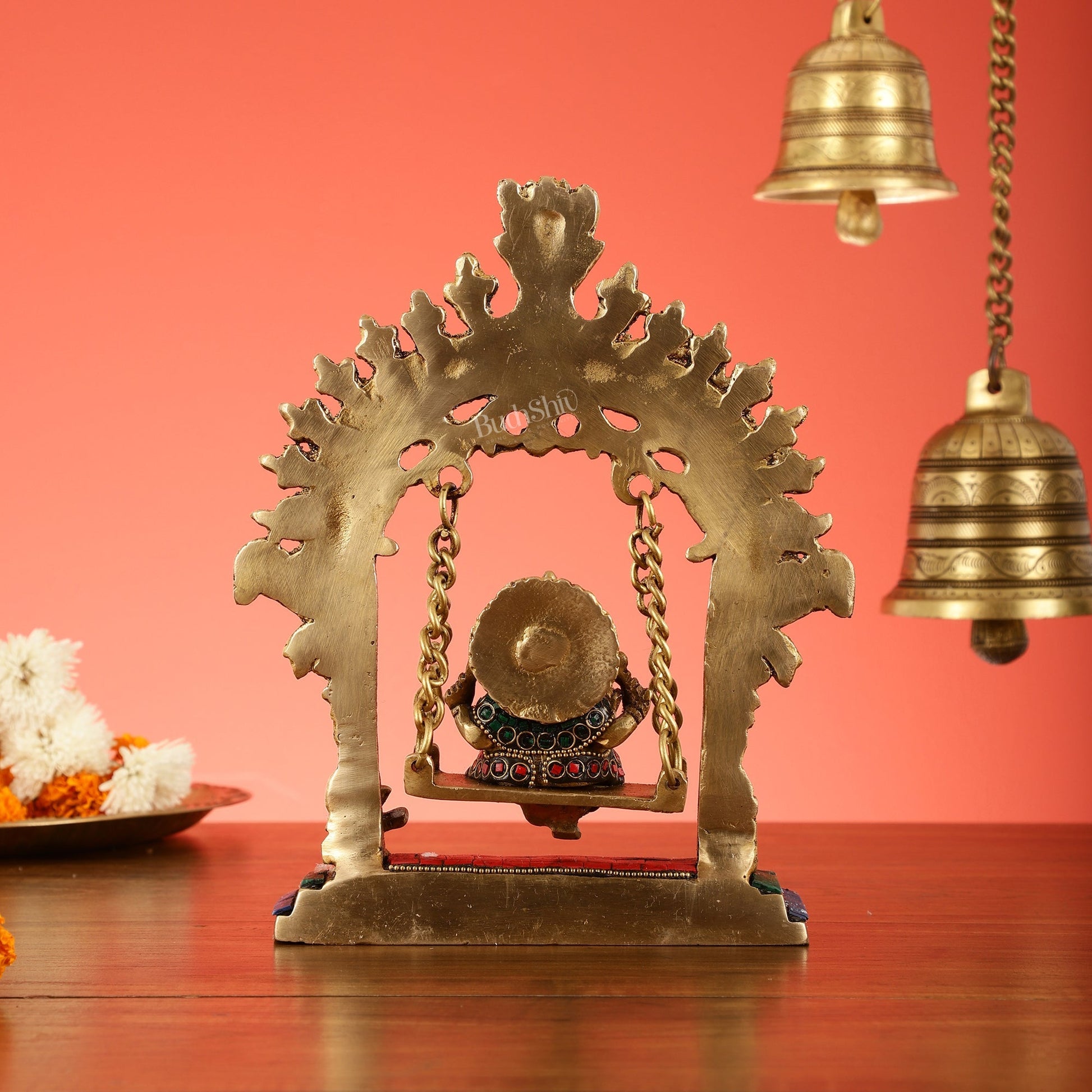 Brass Lord Ganesha Swing Idol - 10 inch