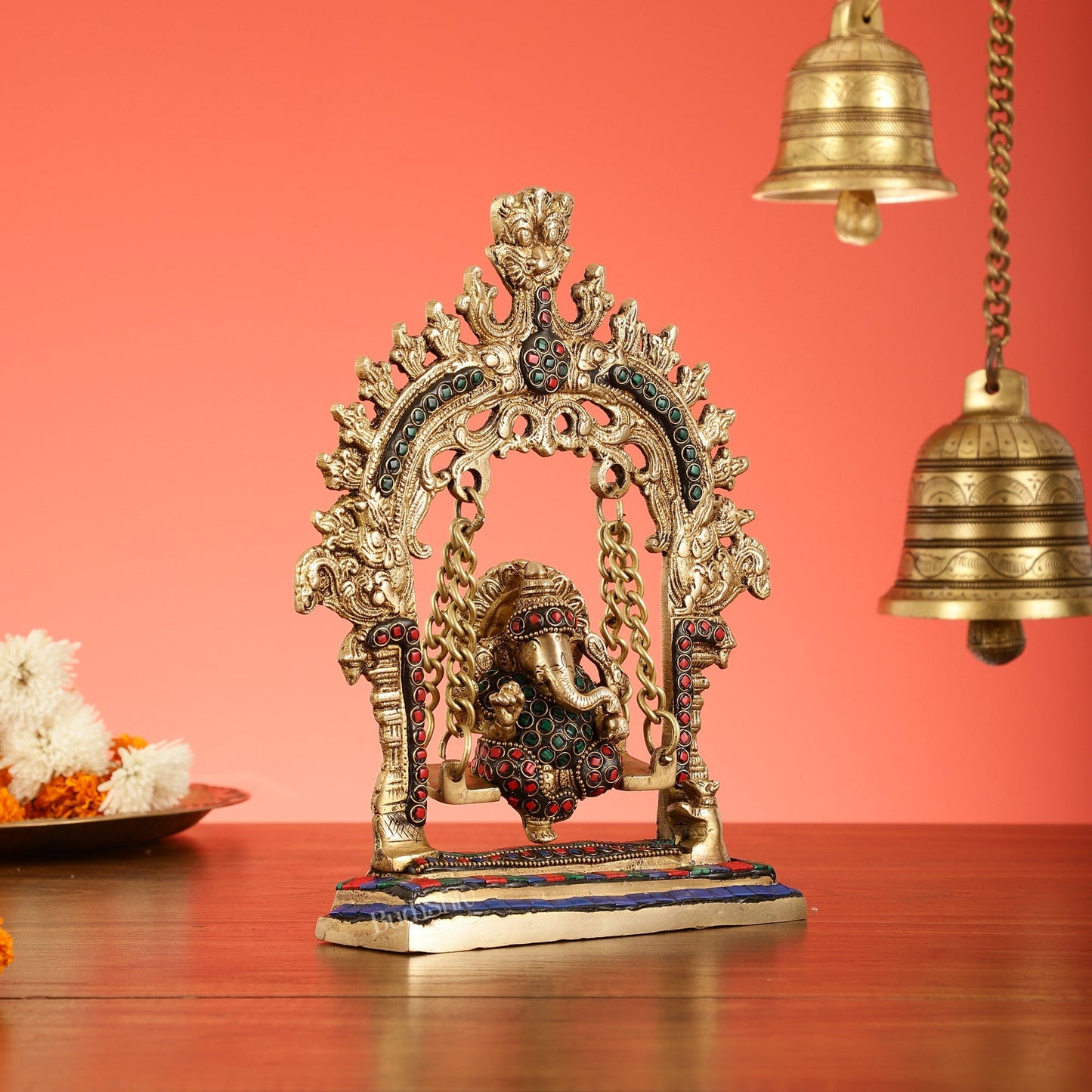 Brass Lord Ganesha Swing Idol - 10 inch