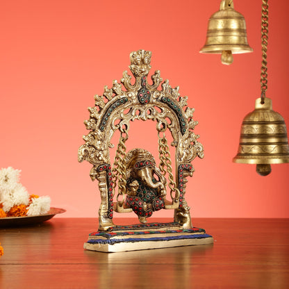 Brass Lord Ganesha Swing Idol - 10 inch