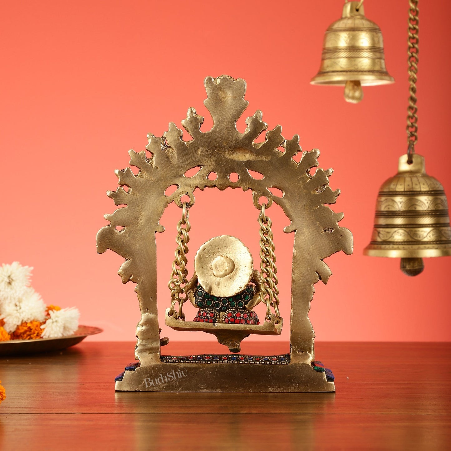 Brass Lord Ganesha Swing Idol - 10 inch