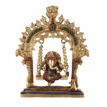 Brass Lord Ganesha Swing Idol - 10 inch