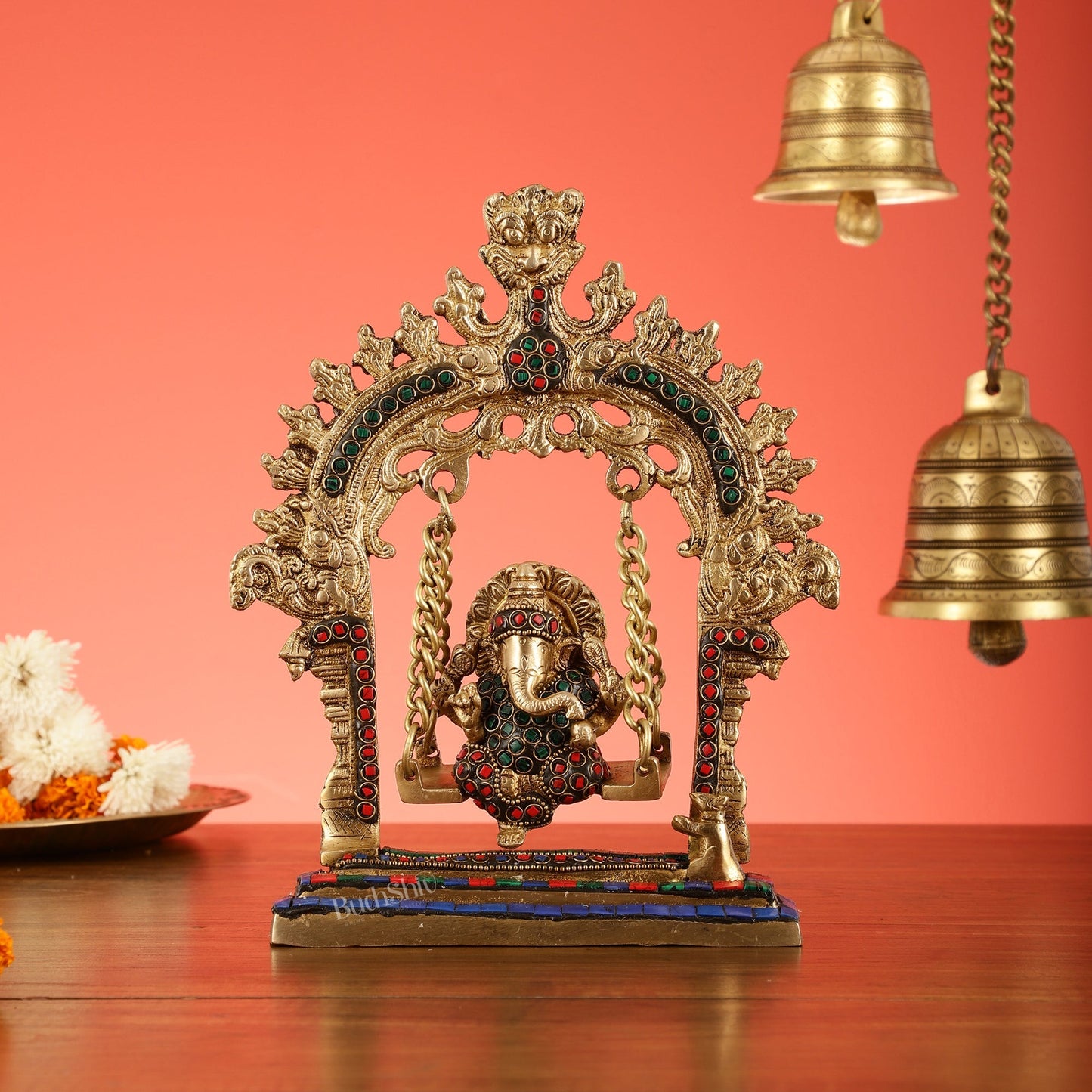 Brass Lord Ganesha Swing Idol - 10 inch