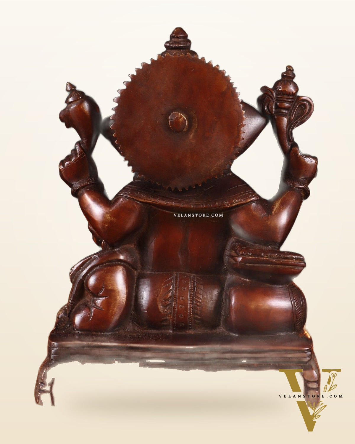 Brass Lord Ganesha Writing Statue – 7.5 Inch brown tone