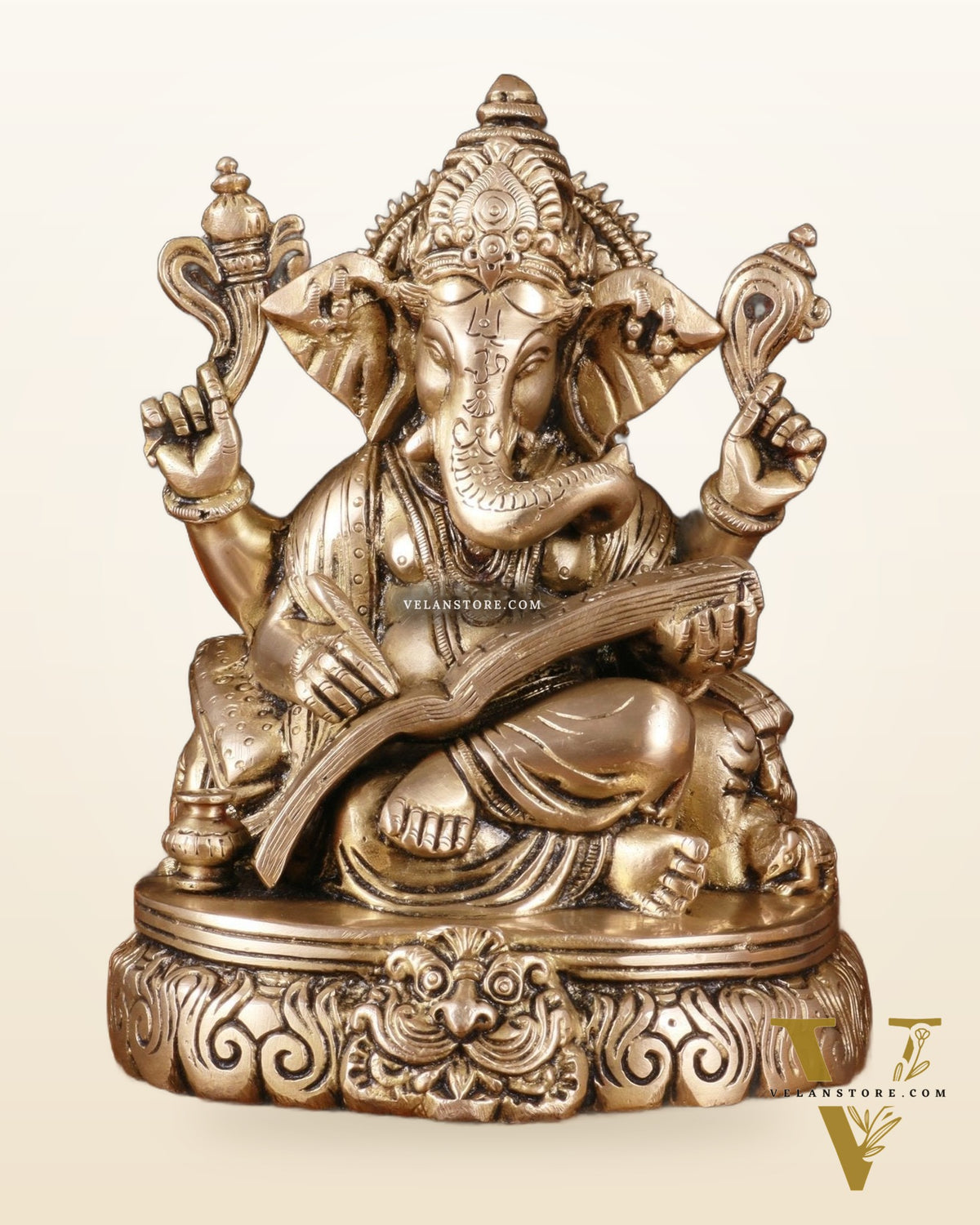 Brass Lord Ganesha Writing Statue – 7.5 Inch