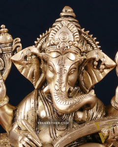Brass Lord Ganesha Writing Statue – 7.5 Inch