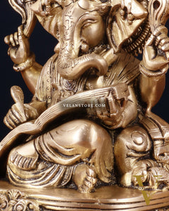 Brass Lord Ganesha Writing Statue – 7.5 Inch