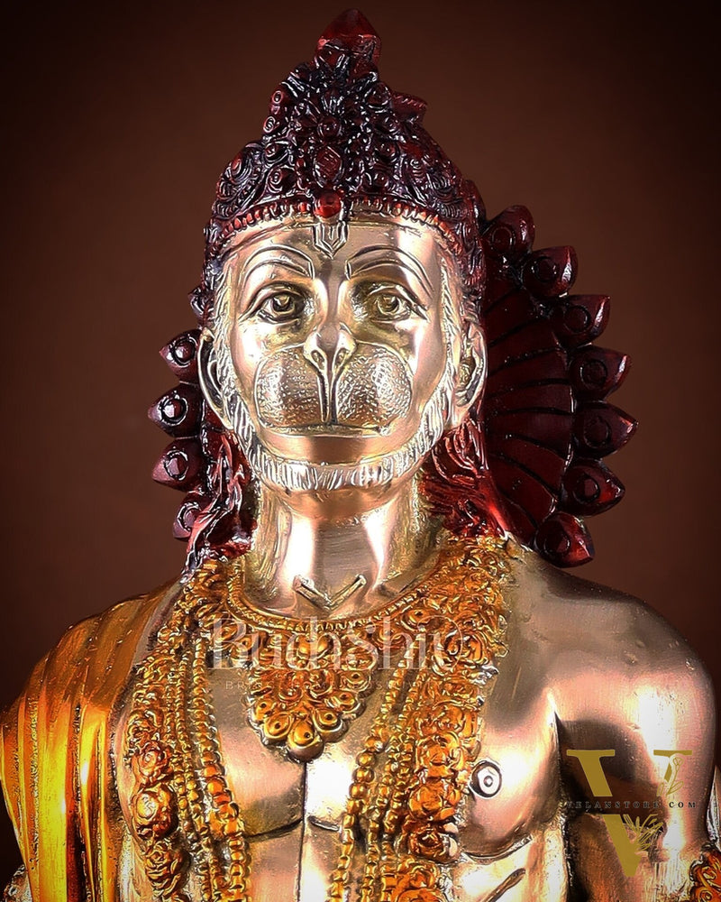 Brass Lord Hanuman muscular Statue - 24" Height three tone