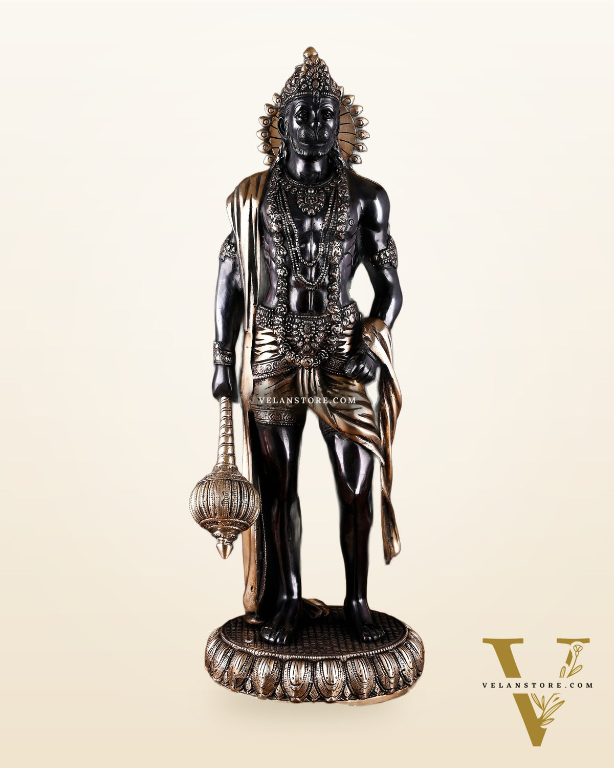 Brass Lord Hanuman Statue Standing 24" Height Black edition