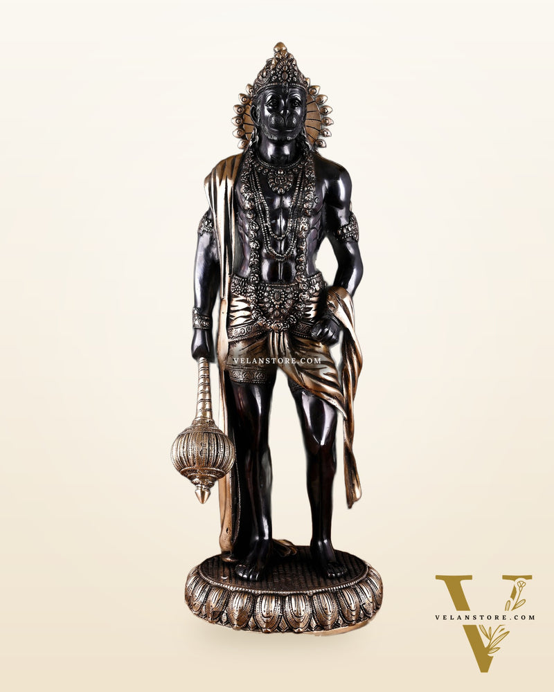Brass Lord Hanuman Statue Standing 24" Height Black edition