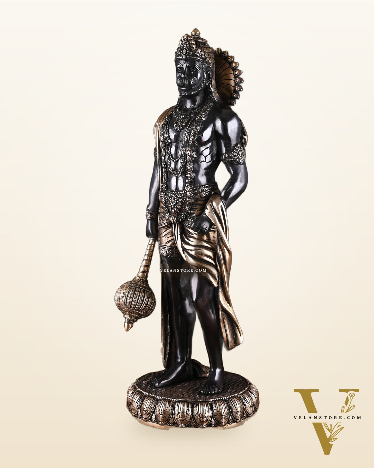 Brass Lord Hanuman Statue Standing 24" Height Black edition