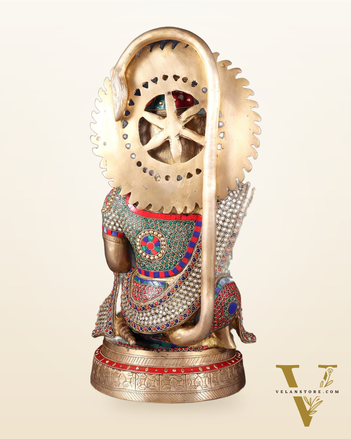 Brass lord Hanuman Statue with Stonework - 20"