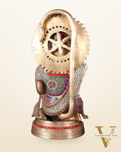 Brass lord Hanuman Statue with Stonework - 20"