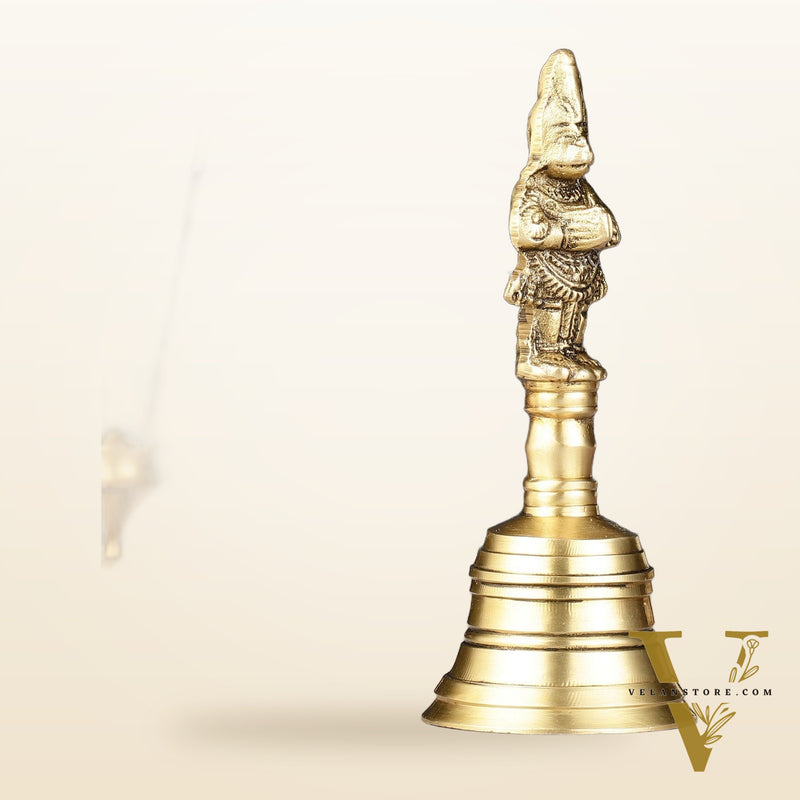 Brass Lord Hanuman Temple Hand Bell for Pooja | Height 5.5 inch