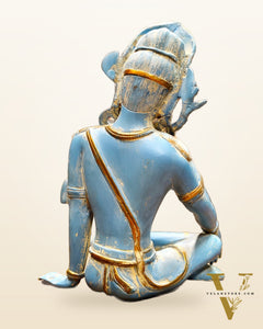 Brass Lord Indra Dev Idol with Blue Patina - 14 inch